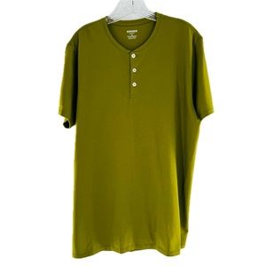 Bonobos Pima Performance S/S Henley T-Shirt Slim Fit Olive Green Men's Size XL